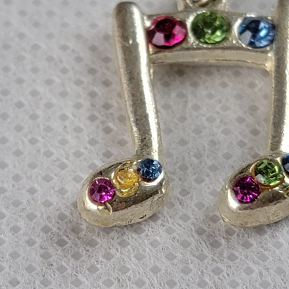 Music Note Multicolor Rhinestone Earrings - Picture 6 of 6